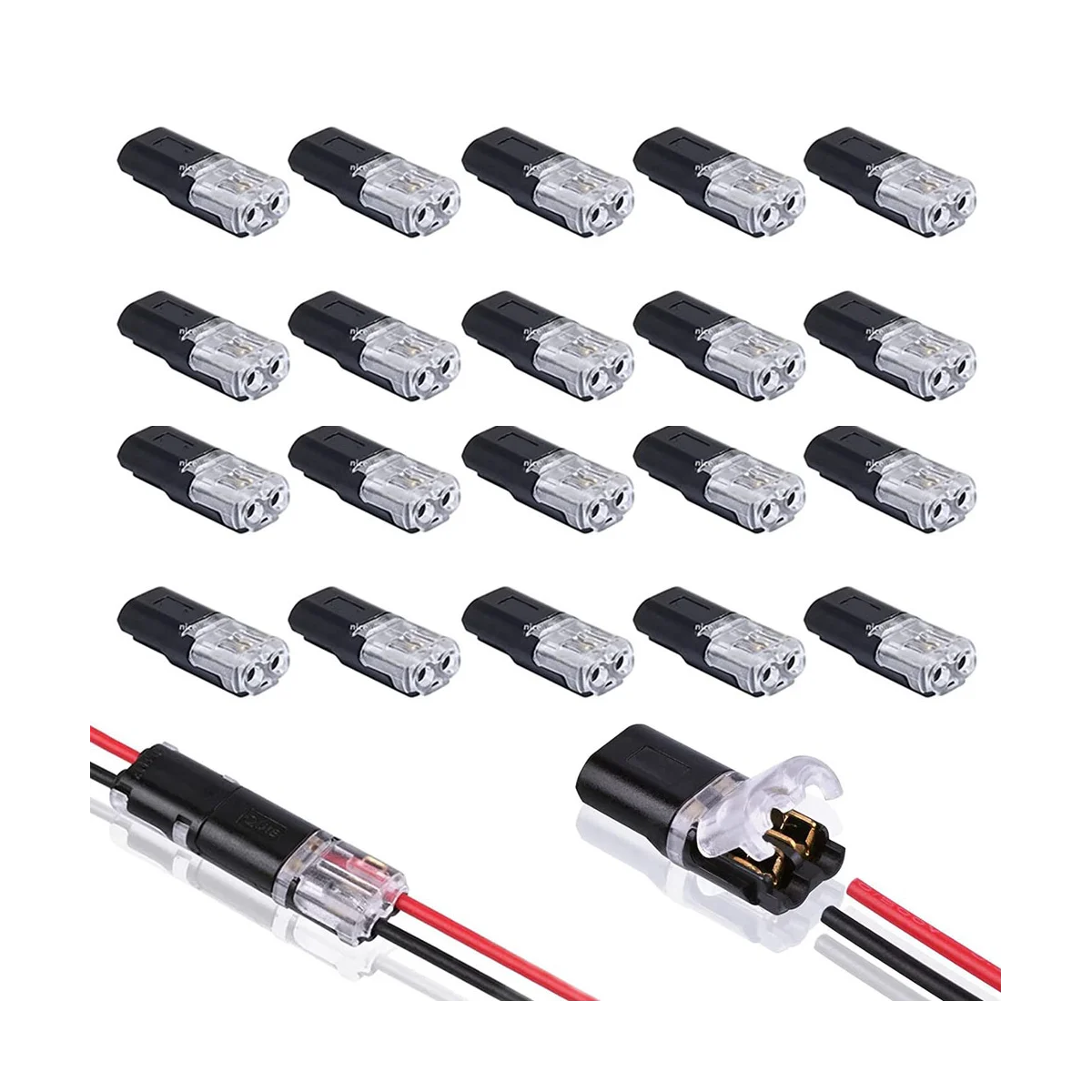 20PCSDoubleWirePluginConnectorwithLockingBucklePluggable