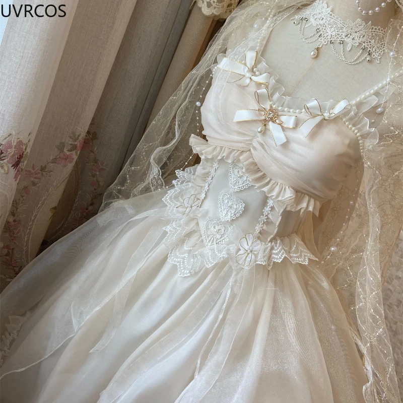 Japan Sweet Lolita Princess Party Wedding Dresses Women Victorian Vintage Jsk Dress Girl Gothic Flower Elegant Trailing Dresses