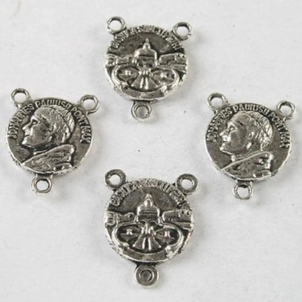 15PCS 15.8x12.3mm DARK SILVER TONE ROUND CONNECTOR H3743