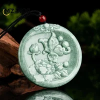Authentic Natural A Goods Jadeite Butterfly Peony Open Rich Pendant Bean Green Ice Women's Jade Necklace Fashion Luxury Jewelry 2