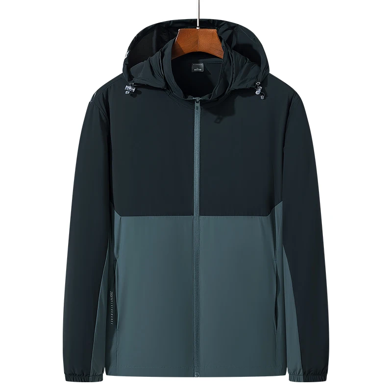 2024Coat Men sun protective Clothes Anti-UV Elasticity Breathable skin friendly Light Thin Splice Summer Windbreaker