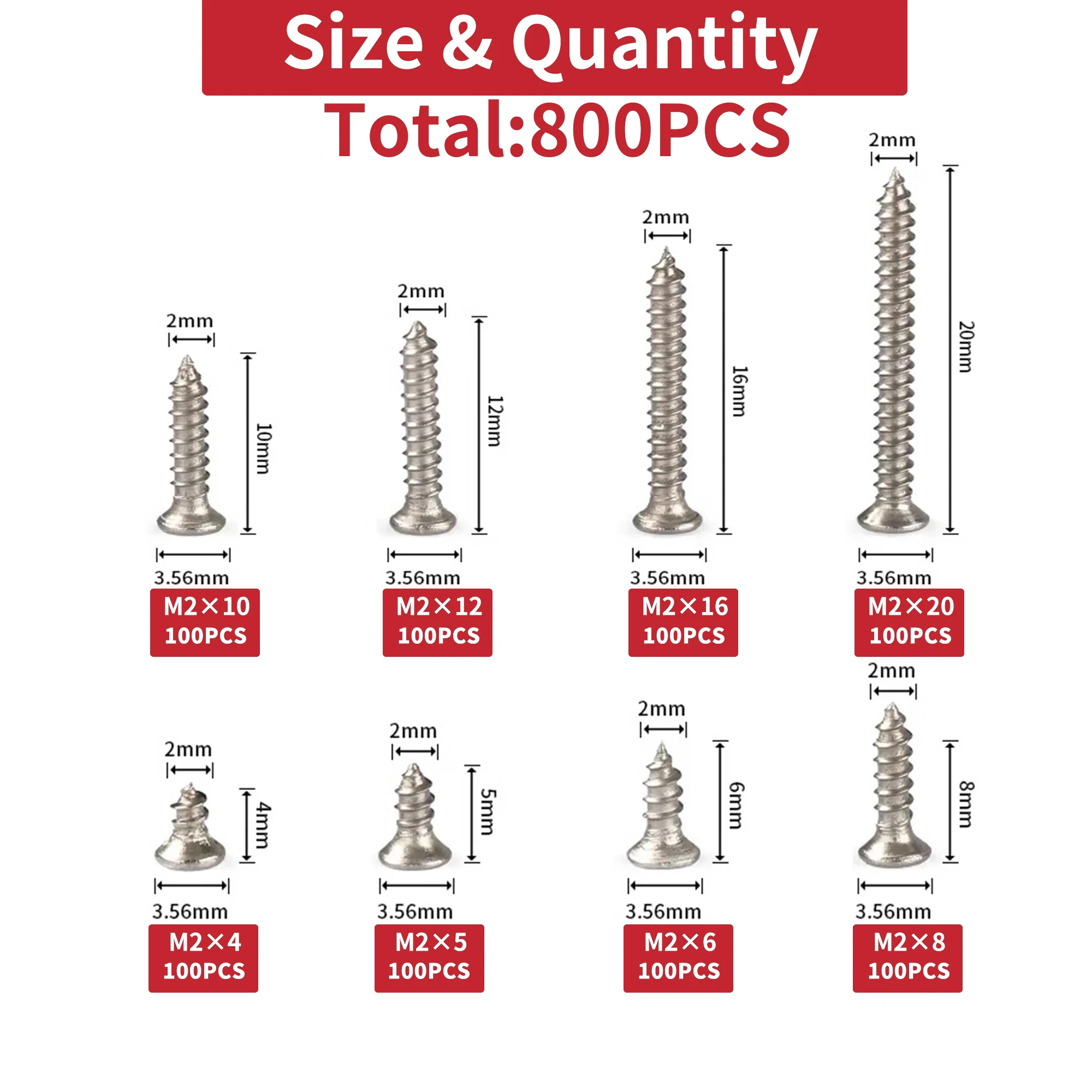 145pcs #8 Self Tapping Screws For Metal - Stainless Steel Sheet Metal Screw Assortment Kit