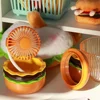 Mini Portable Handheld Fan Type-C Wireless Charging Small Fan Low Noise Cartoon Hamburger Desktop Fan With Hand Mirror! 3