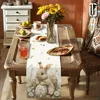1pc Easter Bunny and Floral Egg Table Runner for Spring Holiday Home Decor, Easter Celebration Tablecloth Gift Idea 5