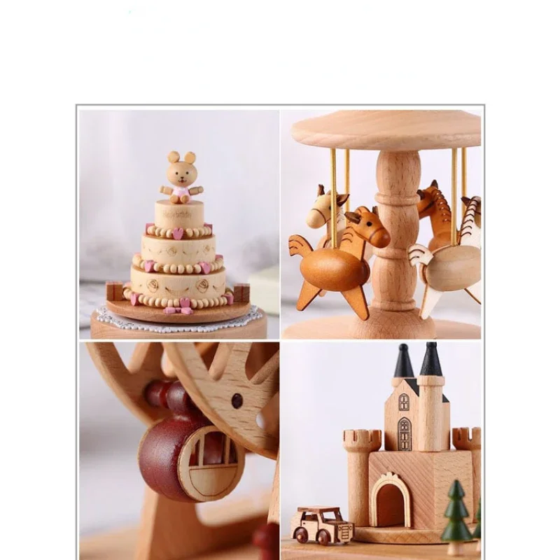 Wooden Carousel Music Box Gift for Girls