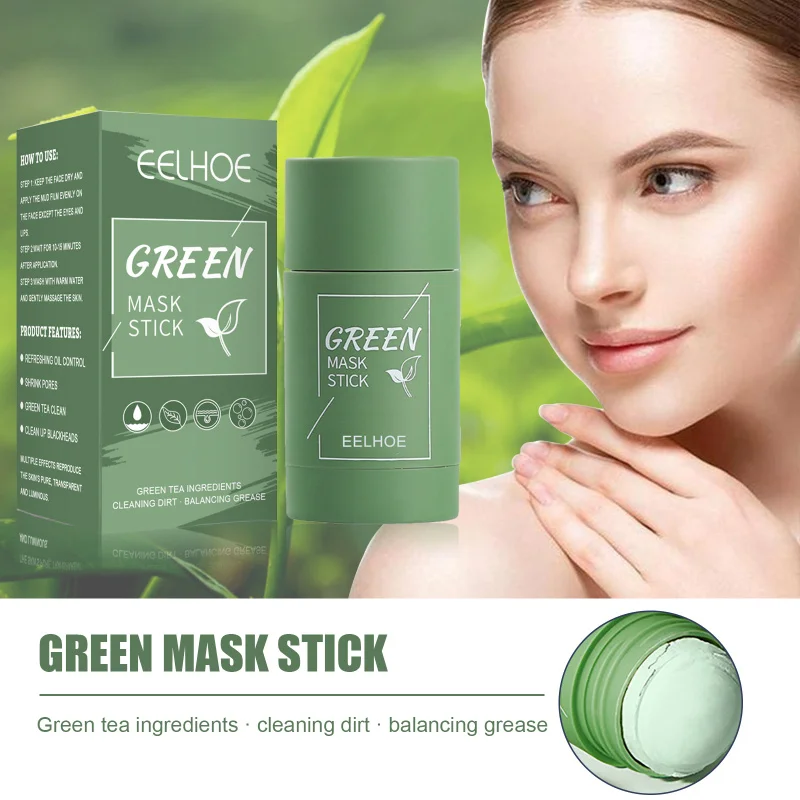 Grøn te maske Ansigts dybderensende masker Stick fugtgivende krympe porer Hudorme Acne Ansigtsfilm Koreanske hudplejeprodukter_voghion.com