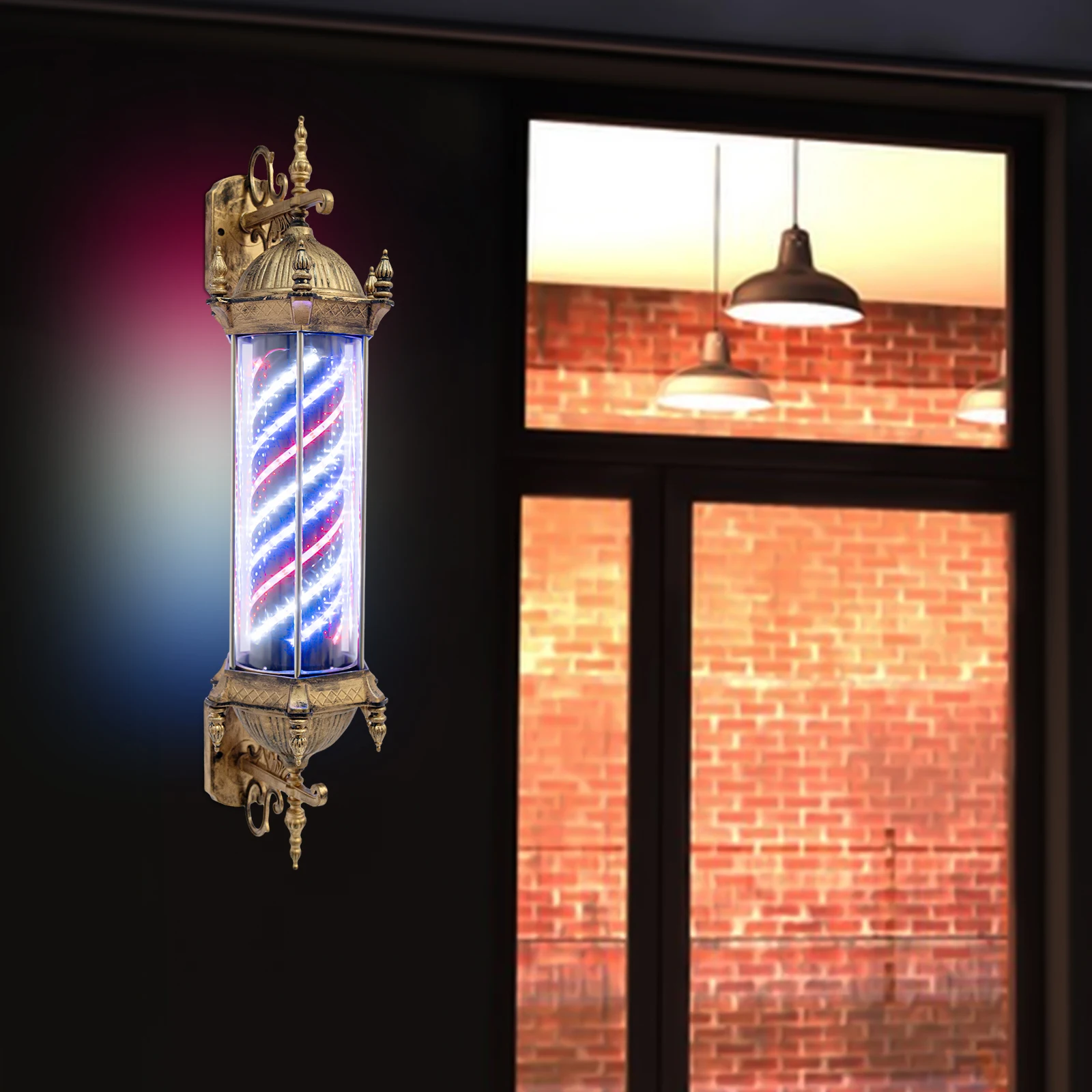 Rotating Vintage LED Barber Pole Light 2