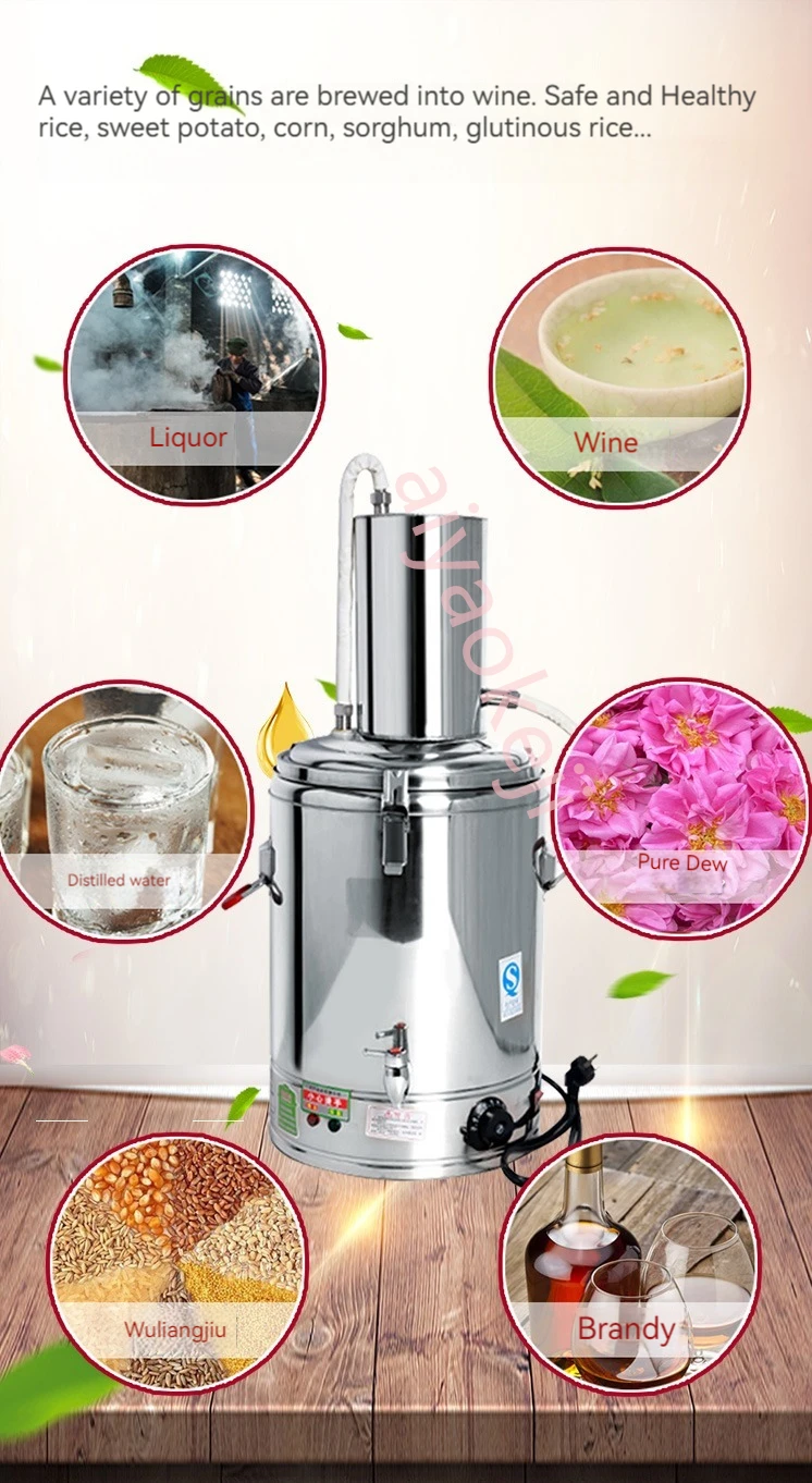 Stainless Steel Distillation Tower Brewing Machine Alcohol Distiller Wine Brandy Brewing Kit Essential Oil 4