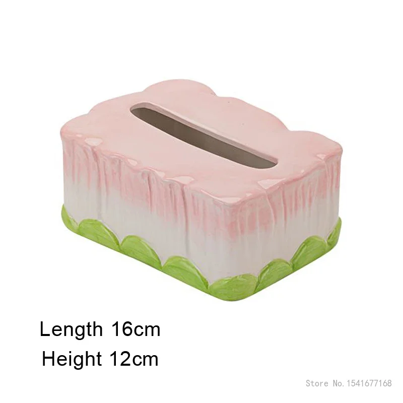 Creative Tulip Ceramic Tissue Box Cartoon Home Desk Work Desk Bedside Living Room Decoration High Aesthetic Value Paper Box, 1Pc