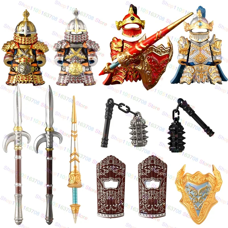 Mittelalterlicher runder Tisch, Ritter, Iron Man, Ritter, Kriegspferde, Goldrüstung, Zubehör, Bausteine, Action-Puppen, Spielzeug, R123, R531
