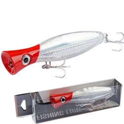 Big Popper Floating Wobbler Topwater Fishing Lure with Treble Hooks - 43g12.5cm (Red)