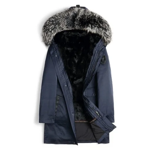 

Mink Thick 2023 Fur Warm Liner Parka Men Autumn Winter Hooded Real Raccoon Fur Collar Jacket Male Abrigo Hombre Gxy1282