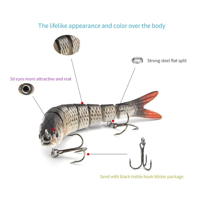 Multi - Jointed  Swimbait  Lures - Slow Sinking Crank Bait with Bionic Design for  Fresh / Saltwater  Trout  Bass Fishing