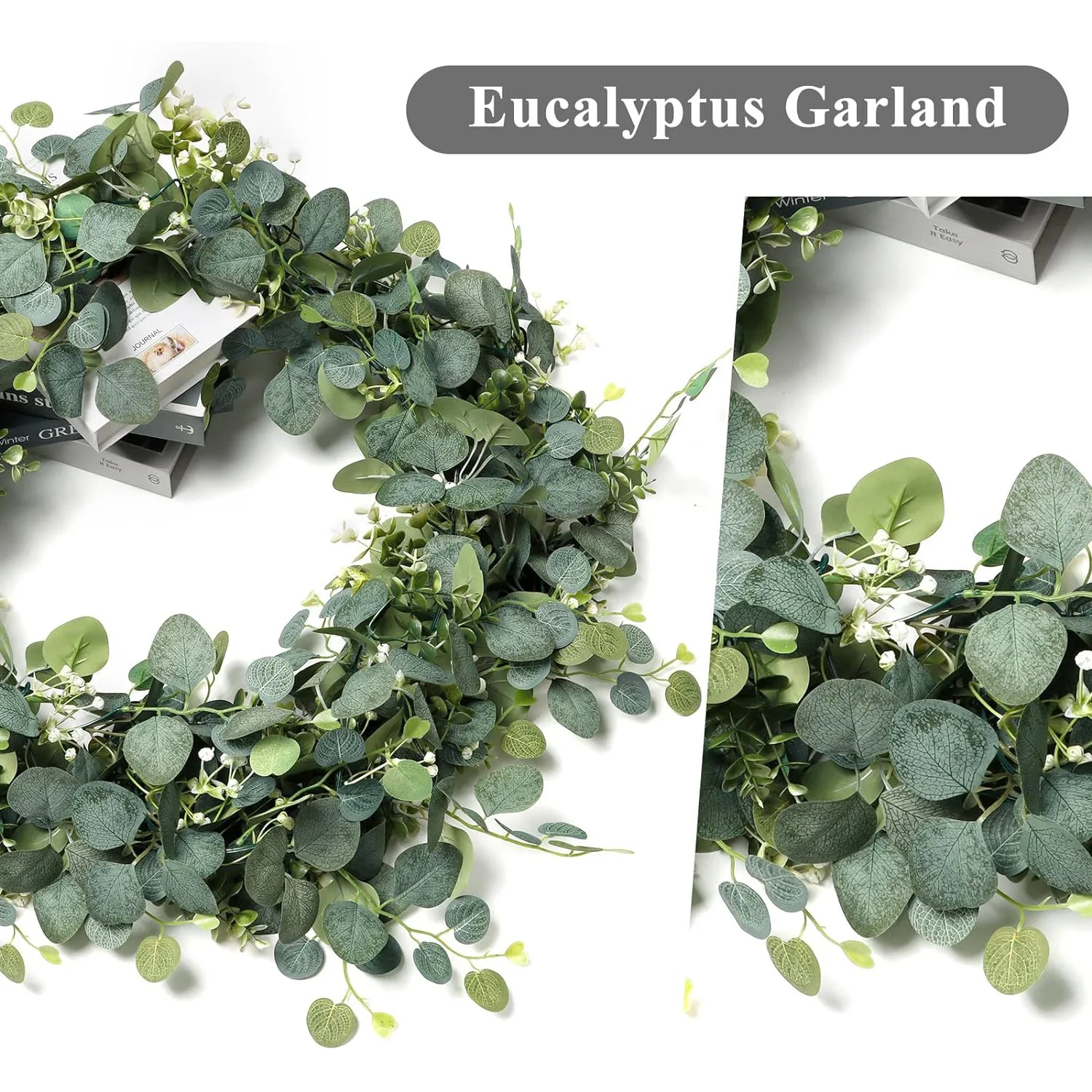1/2/4pcs, Simulation Vine for Man Gypsophila Eucalyptus Garland, Artificial Green Vine,Suitable for Party, Wedding,Office Decor 3
