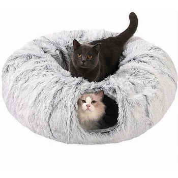 Foldable Plush Cat Tunnel Bed 1