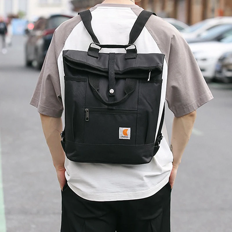Waterproof Wax Oxford Hiking Backpack Outdoor Travel Bag Anti-theft Computer Backpack Retro Rolled Backpack Handbag Unisex