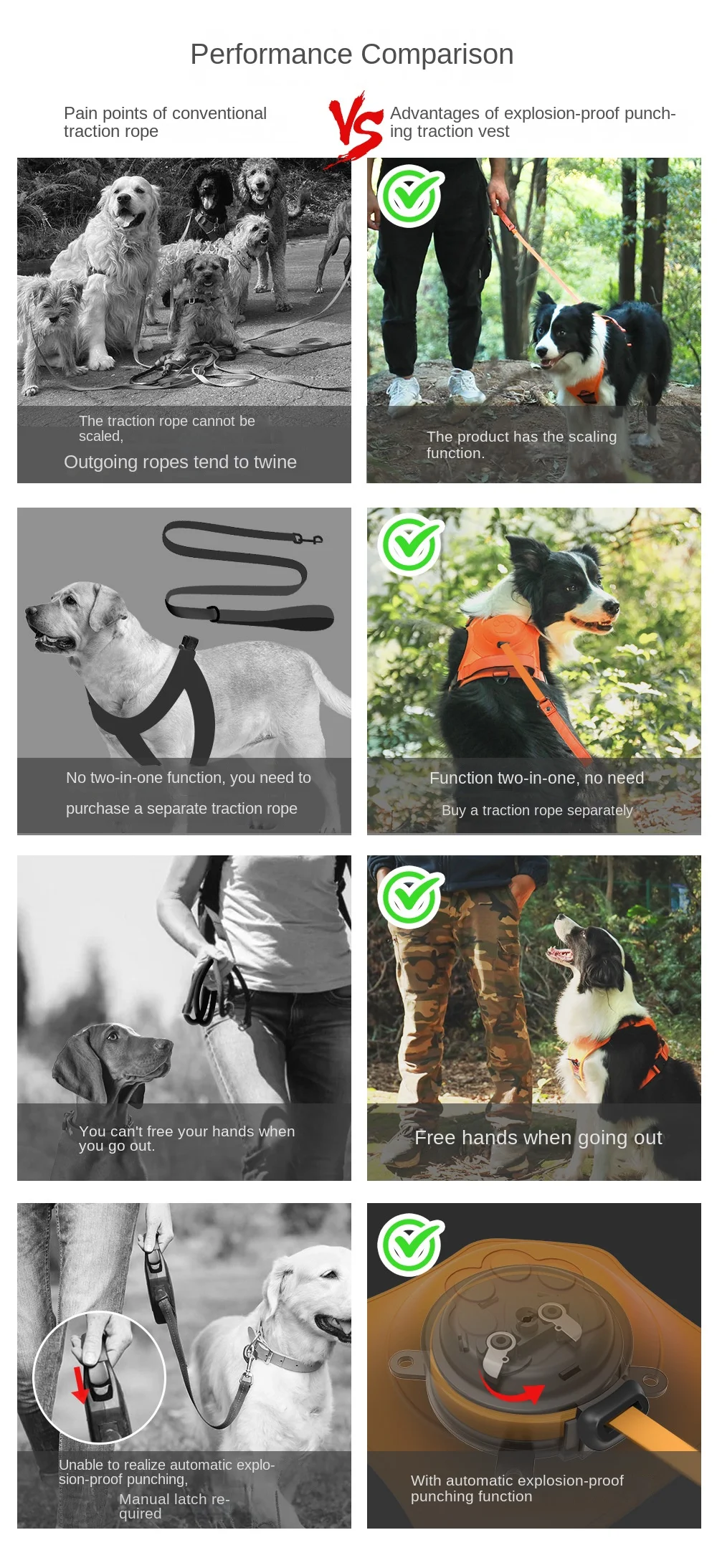 Retractable Dog Harness and Leash, 2 in 1, NoPull, Adjustable Soft Pa