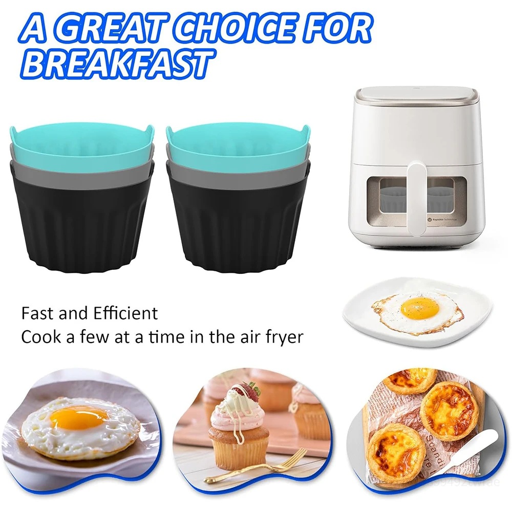 Air Fryer Accessories 3 6 9Pcs Silicone Egg Mould Poacher Cups Cake Mould Muffin Trays Cases Bakeware Tools