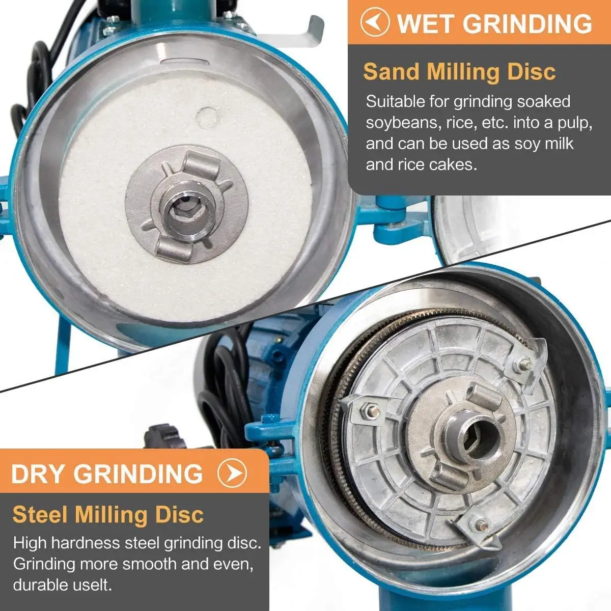 Grain Mills, Upgraded 3000W Wet Dry Cereals Grinder Electric Grain Grinder Corn Mill Heavy Duty 110V Commercial Grain Grinder 3
