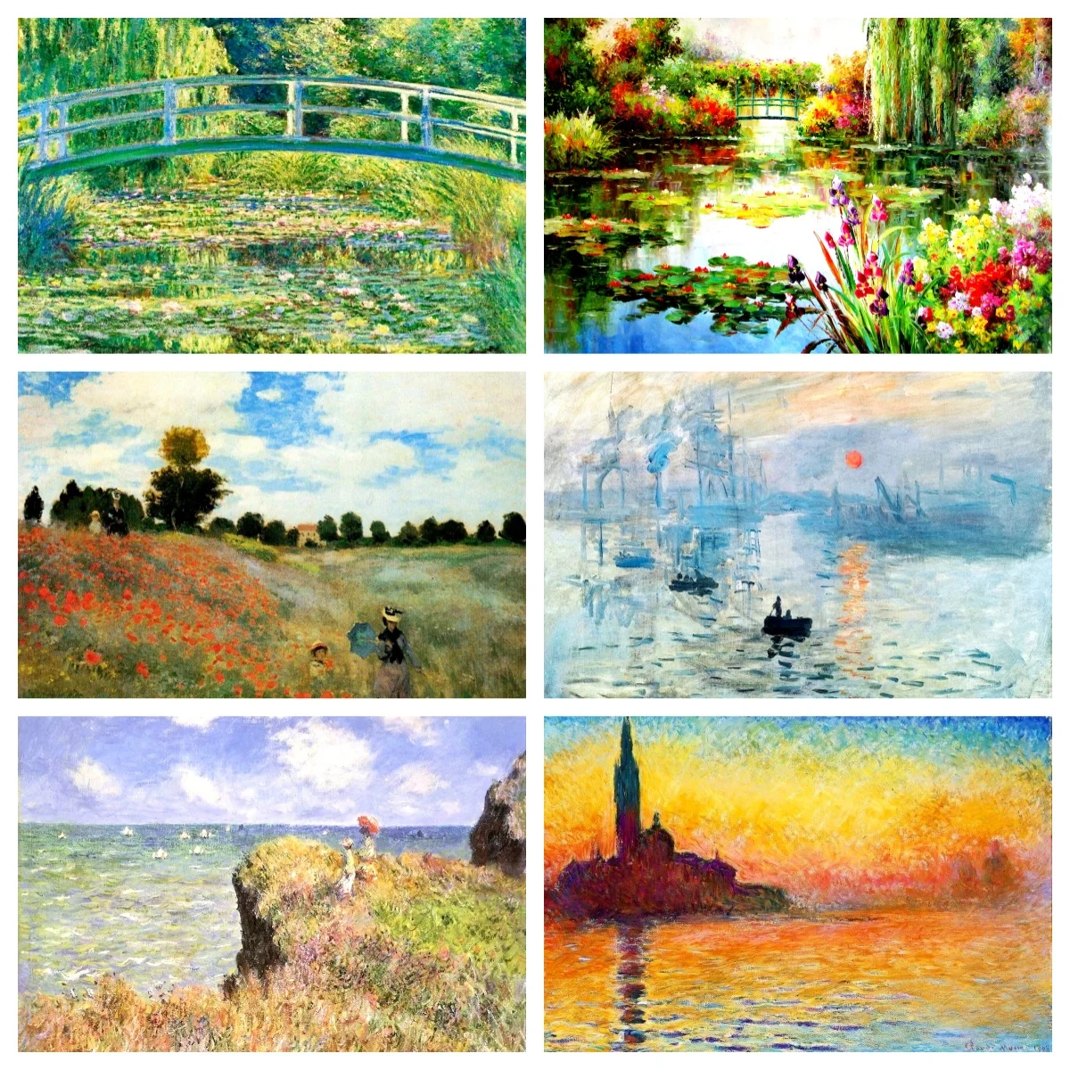 Vintage Famous Claude Monet Painting Water Lilies Diamond Art Kits , Round Full Drill Diamond Painting DIY Picture By Numbers