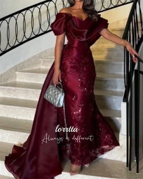 Lorrtta Party Dress Deep Red Elegant Evening Fishtail Cut Prom Womens Dresses for Special Occasions Robes De Cocktail Customized 1