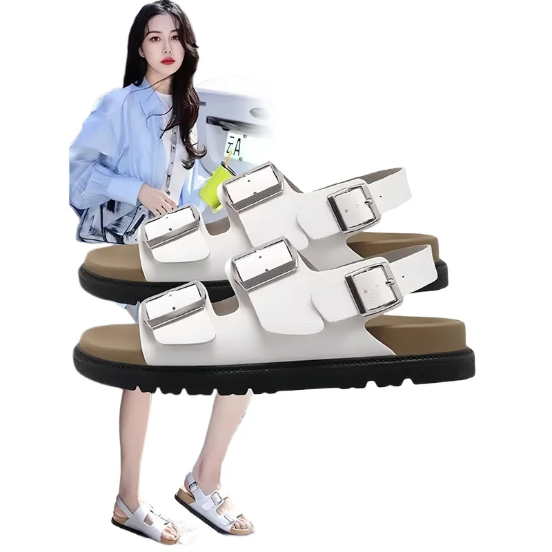 Women's Thick-Soled 2024 Summer New Versatile Retro Roman Sandals Outdoor Beach Shoes