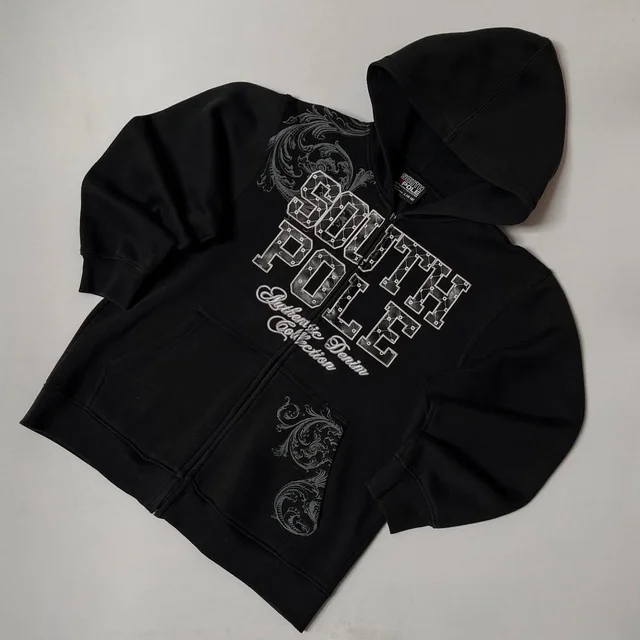 Southpole printing Men Graffiti Zipper Hoodie Street New Sweater Hoodie Harajuku Vintage Hip Hop Casual Sports Hooded Sweater 2
