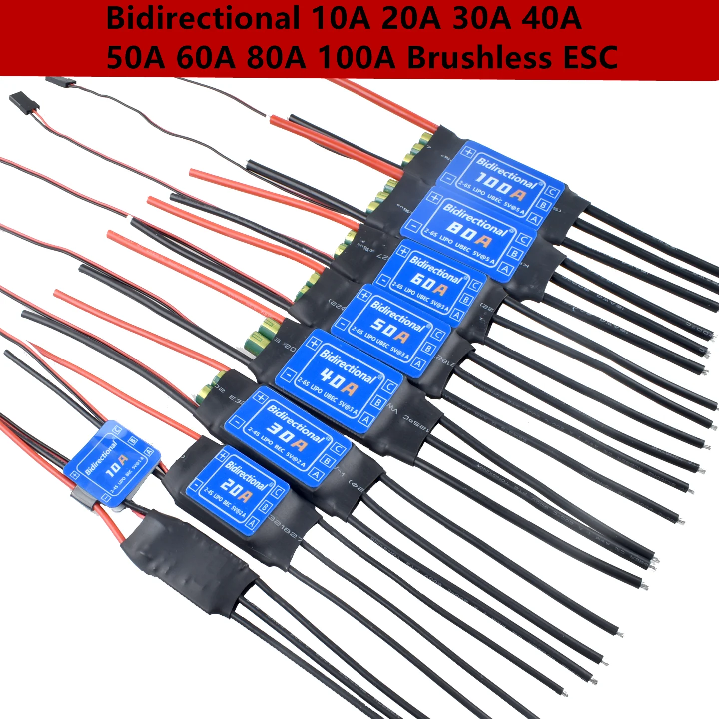 Régulateur de vitesse RC bidirectionnel 10A-100A pour voiture