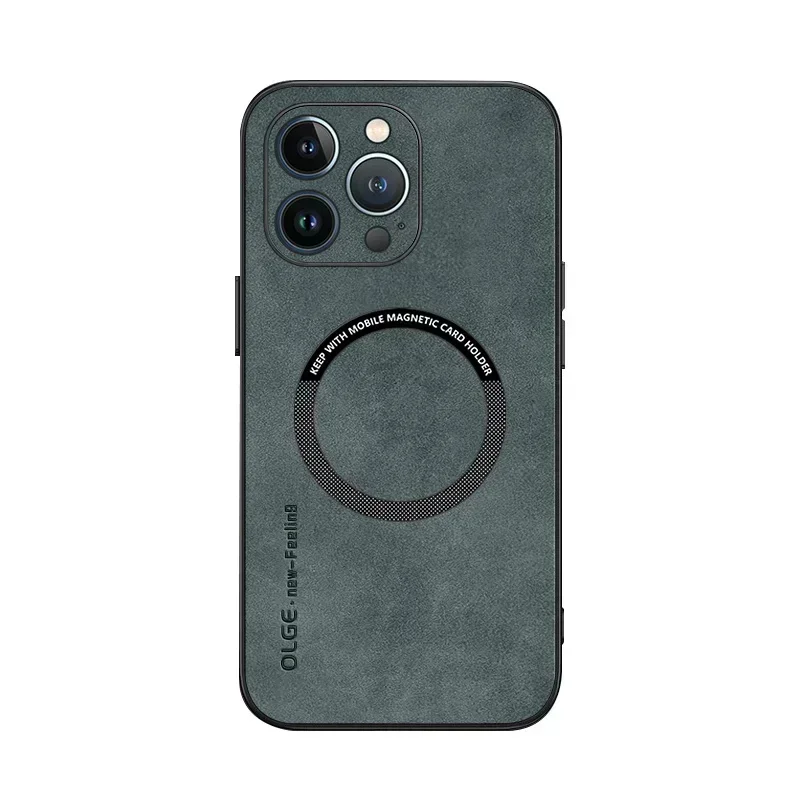 Leather Magnetic Phone Case with Magsafe Compatibility and Shockproof Protection