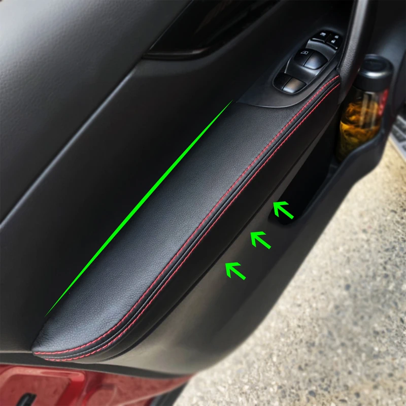 RedlineGoods Fundas Para Reposabrazos De Puerta - Delantero Compatible Con Nissan Altima 2007-12. Hecho A Medida - No Universal. Piel Negra Italiana Auténtica De Alta Calidad Con Hilo Negro