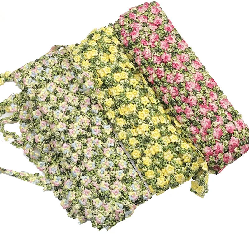 Description Picture 2 of item1 Yards Lace Trim Craft Flower Polyester Lace Fabric Venise Floral Embroidered Applique Decorated Lace Ribbon