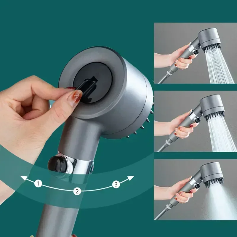 3 Mode Shower Head High Pressure Shower Head Filtered Rain Faucet Bathroom Pressurized
