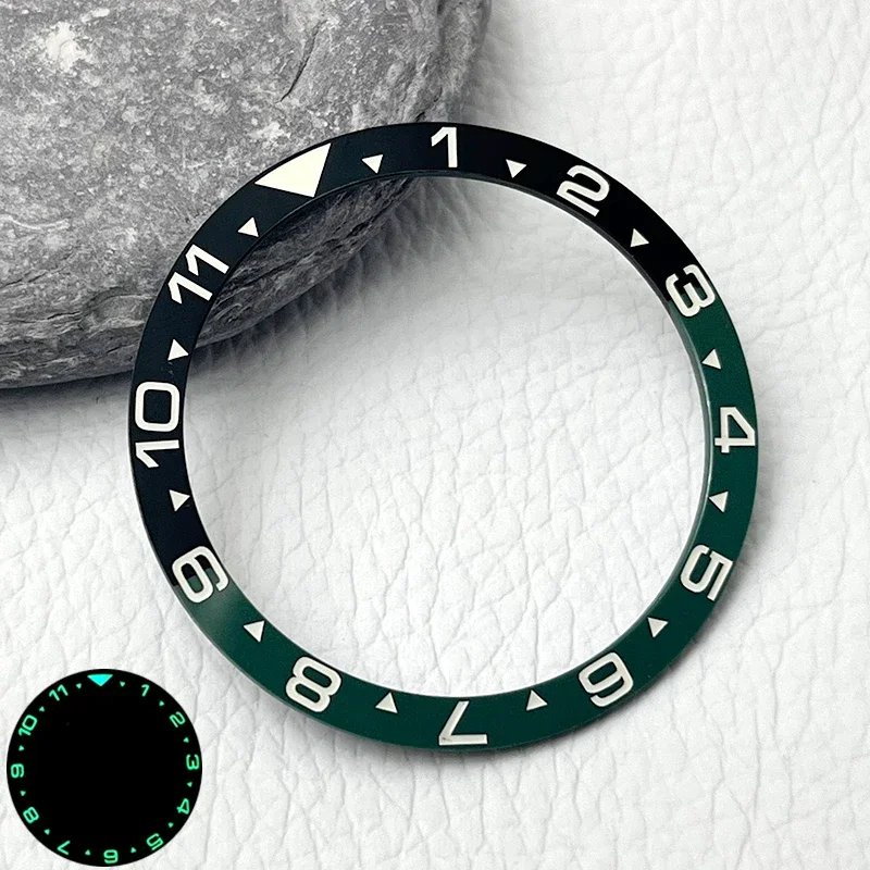 Enhanced 38mm Flat Super Luminous Ceramic Watch Bezel Insert