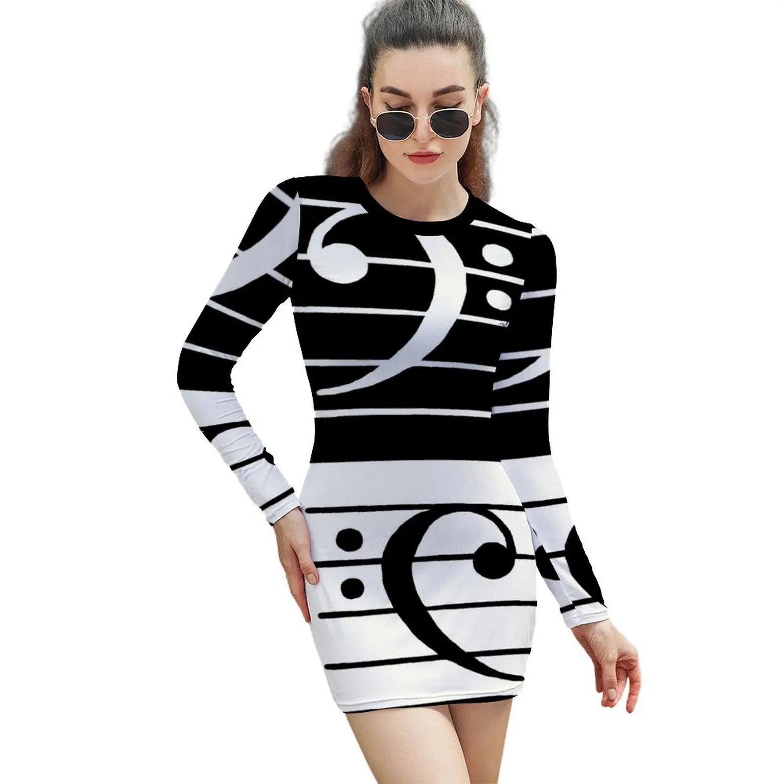 

Bass clef Long-Sleeved Sheath Dress luxury evening dresses for women 2024 evening dress women dress