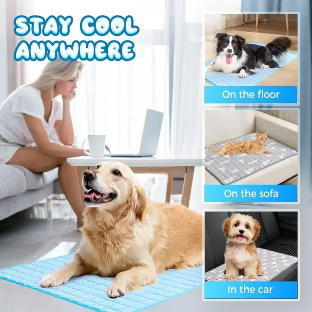 2025 New Dog Cooling Mat Summer Washable Portable Pet Coolings Pad For Dogs Cat Ice Silk Blanket Sofa Breathable Sleeping Mat 5