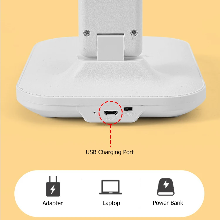 Foldable Desk Lamp - USB Rechargeable Eye Care Reading Light With Adjustable Brightness