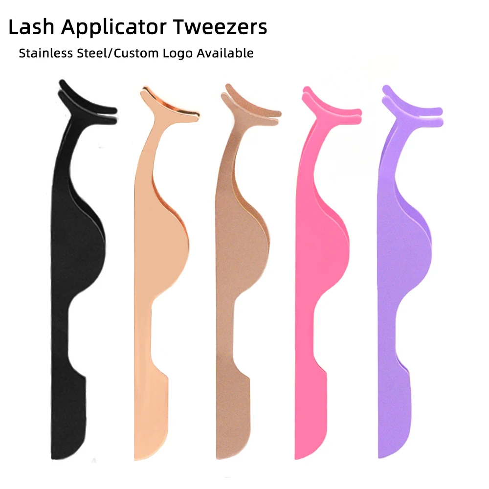 

Пользовательский логотип, пинцет-аппликатор для ресниц, оптовая продажа, черные, розовые, фиолетовые персонализированные пинцеты для ресниц с полной полоской для бизнеса