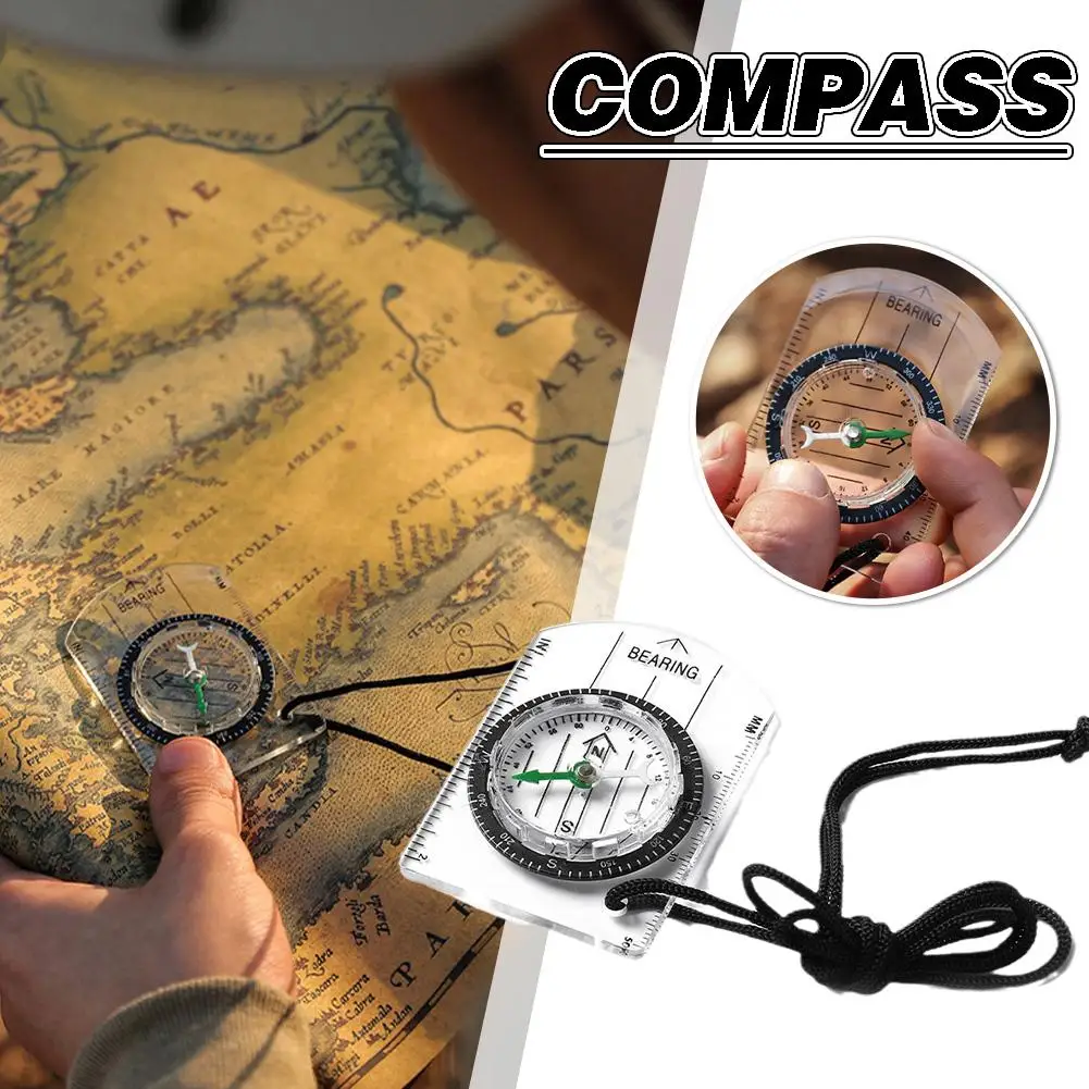 

1PCS Wilderness Survival Outdoor Equipment Professional North Scale Compass Scale Needle Multifunctional Map Compass Scale I2E0