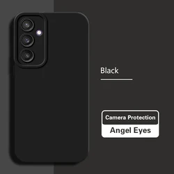Matte Angel Eyes Fashion Liquid Silicone Phone Case - Soft Back Cover - Samsung A55 (Classic Black)