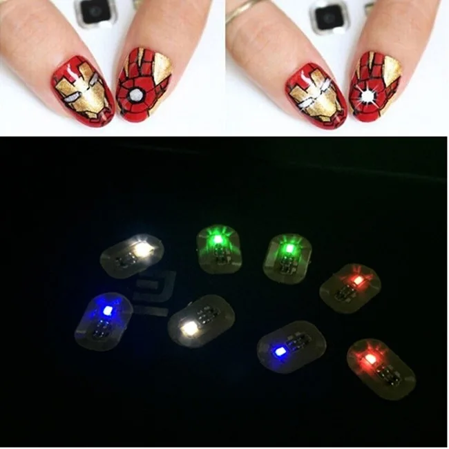 5Pcs NFC Flash Nail Sticker LED Light Flash Party Decor LED Bare Chip Intelligent Luminous Nail Lamp Nail Sticker Enhancement