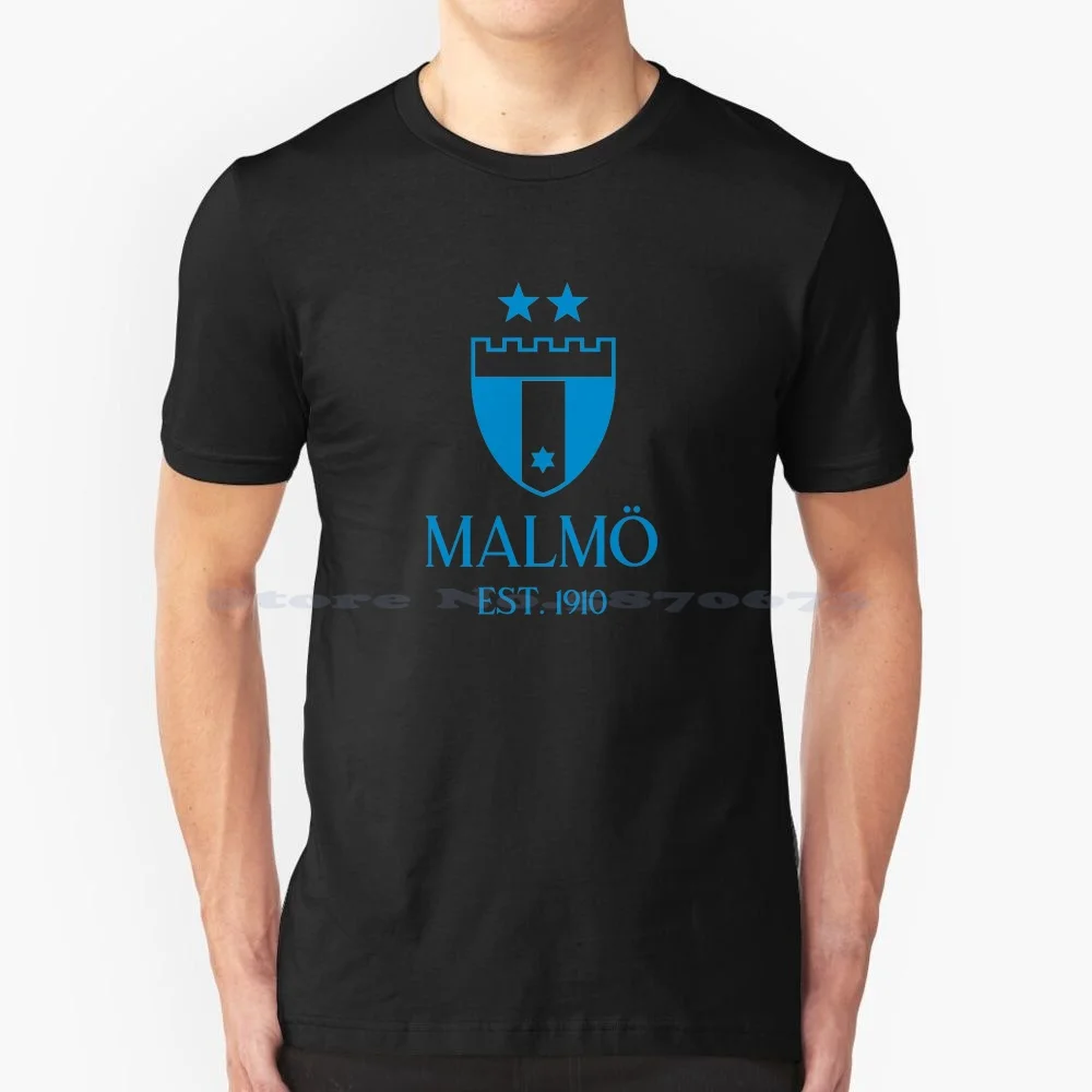 Malm? Maglietta Blu Maglietta 100% Cotone Malm? Malm? Fotbollf?Rening Mff Malmo Di Bl?E Himmelsbl?Tt Svezia Svedese Calcio Svedese