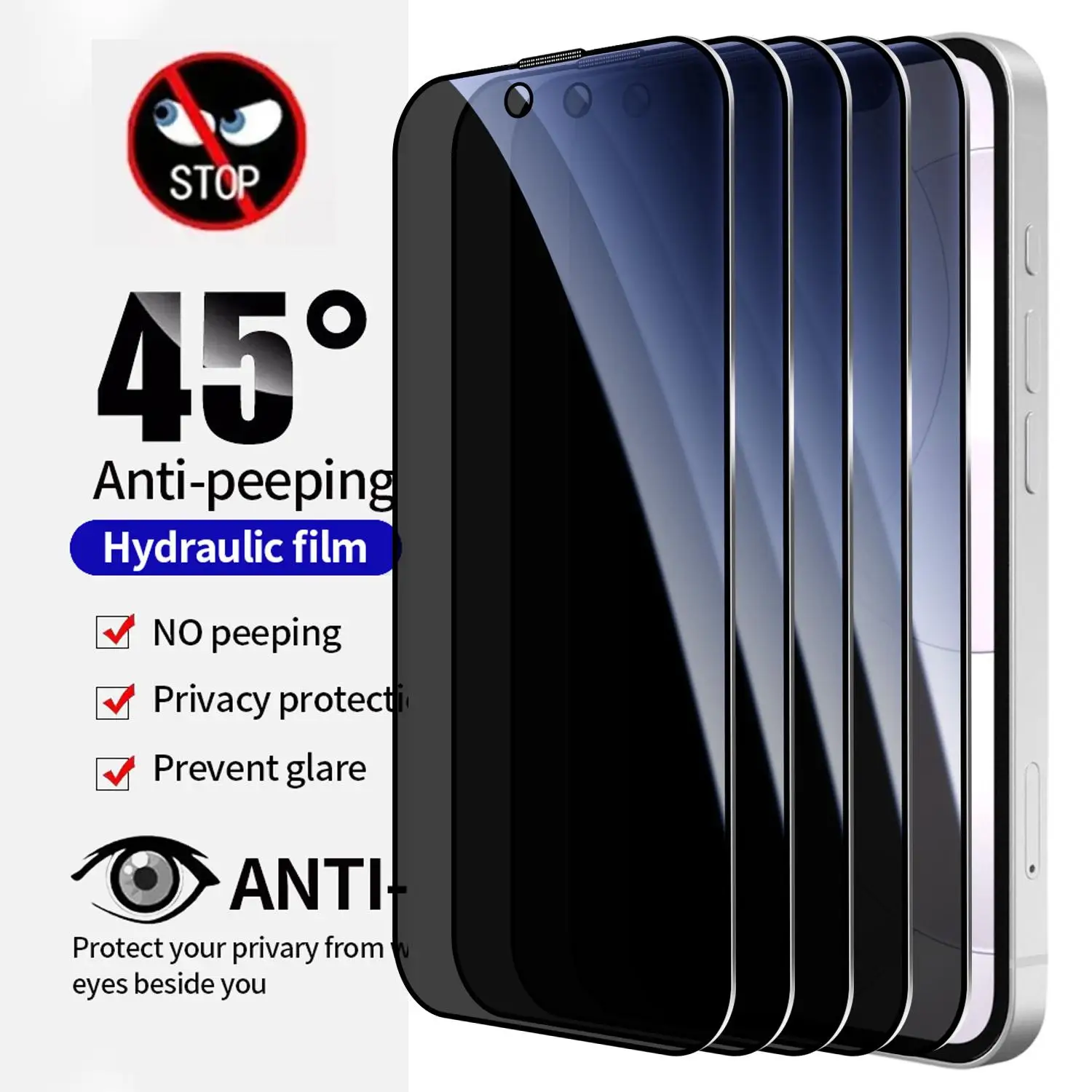 Enhanced Privacy Screen Protector - Anti-Peep Tempered Glass with Easy Installation Kit, 9H Hardness