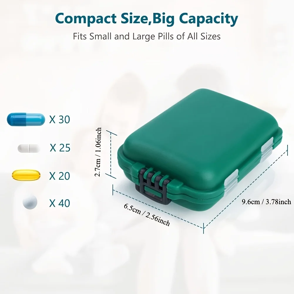 Compact Double-Layer Pill Organizer with 10 Compartments for Vitamins and Supplements