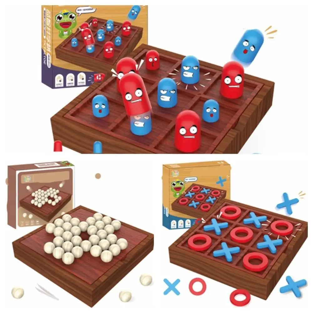 

Wooden Tick Tac Toe Decorative Board Creative Kong Mingqi Chess ABS Table Board Games XO Chess Solitaire Board Game Children