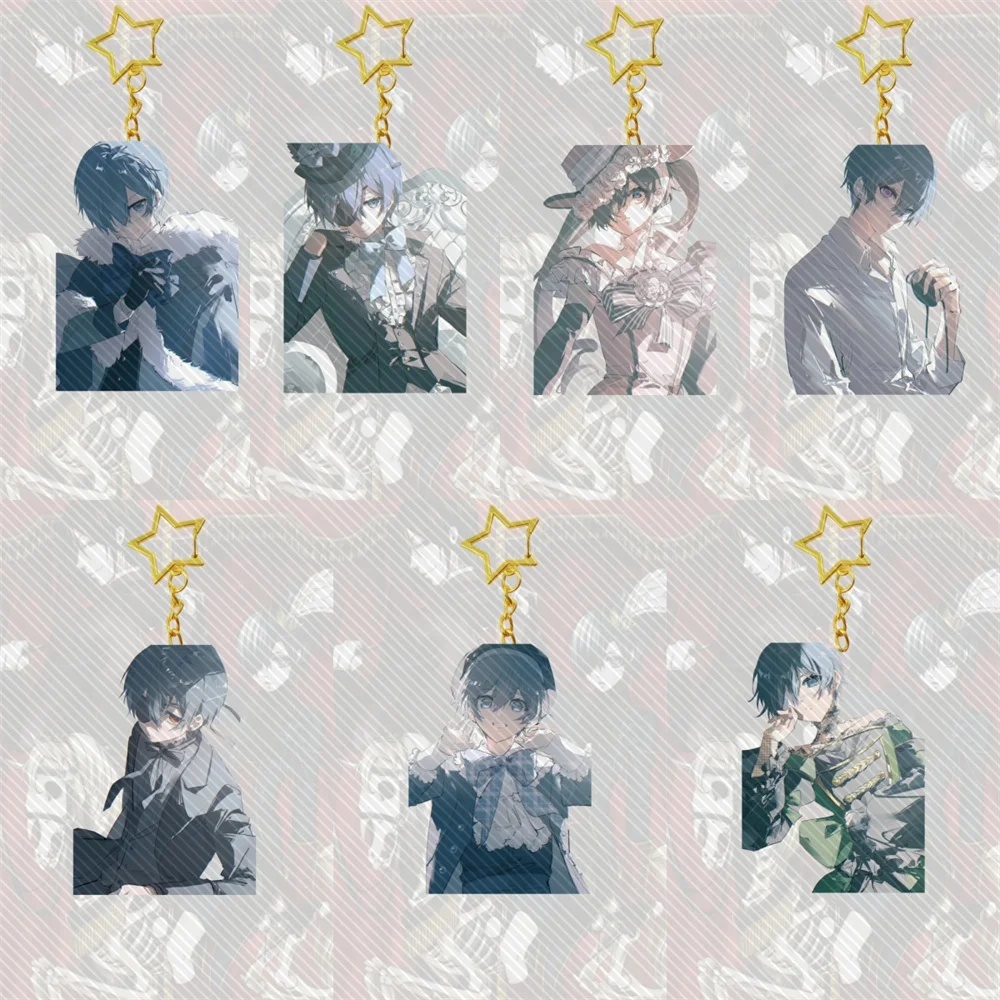 6CM Anime Black Butler Keychain Model Cosplay Charm Characters Ornament ...