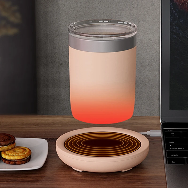 DC 5V USB Heating Warm Cup Mat Constant Coaster Digital Display Adjustment Timing Heater For Coffee Milk Tea Yellow