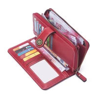 Vintage Large Capacity Women's Purse, Monochromatic, Multi-card, Long Wallet, Multi-function Zipper Strap, Wrist Strap, New 2