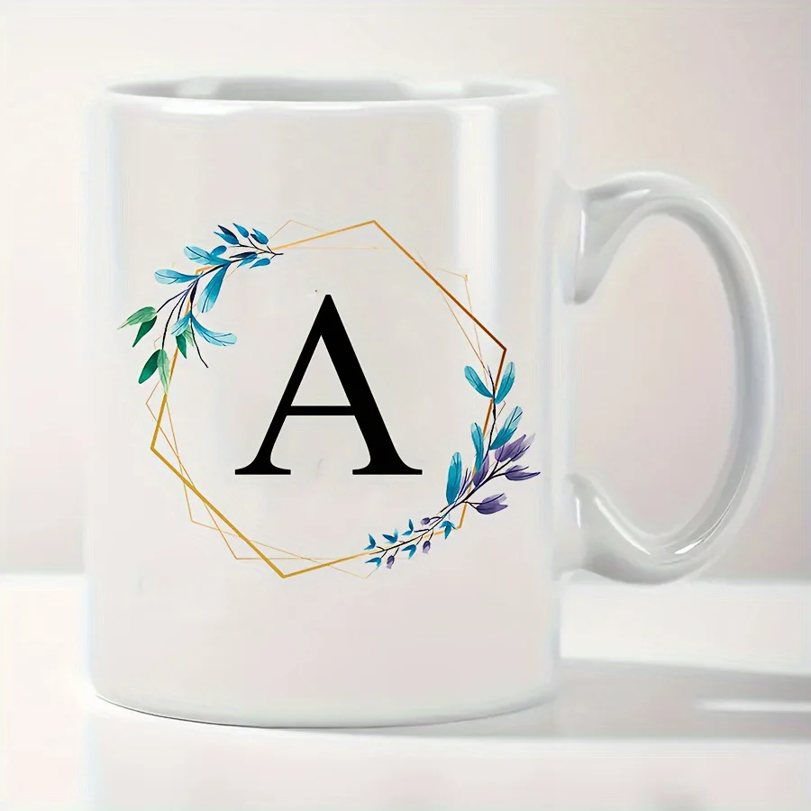 

26 English Letters A-Z Mugs,Office Drinkware,Coffee Cup,11oz Classic White Ceramic Cup,Drink Items Mug,Thank You Gift,Custom Cup