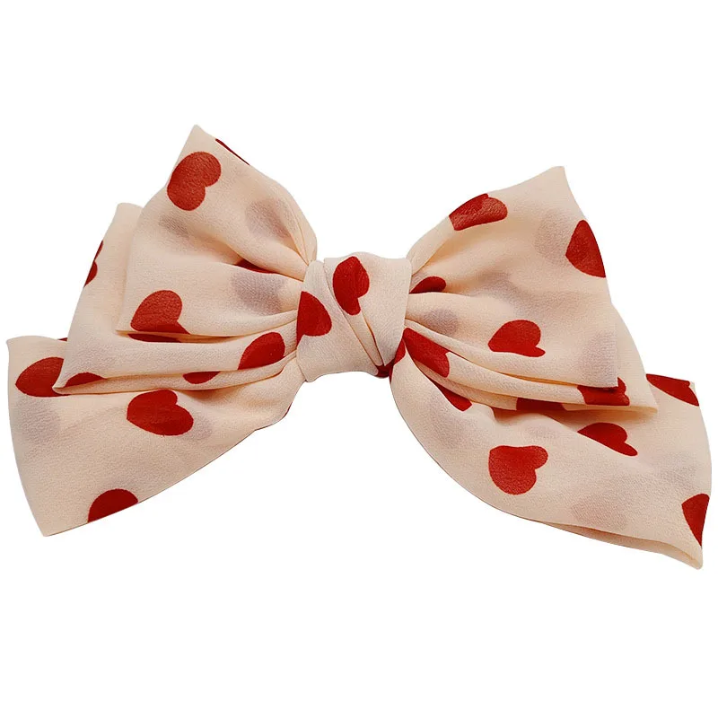 1PC Cute Bow Hair Clips With Three - Layer Design, Yellow Heart & Red Heart Patterns, Sweet Hair Accessories For Girls