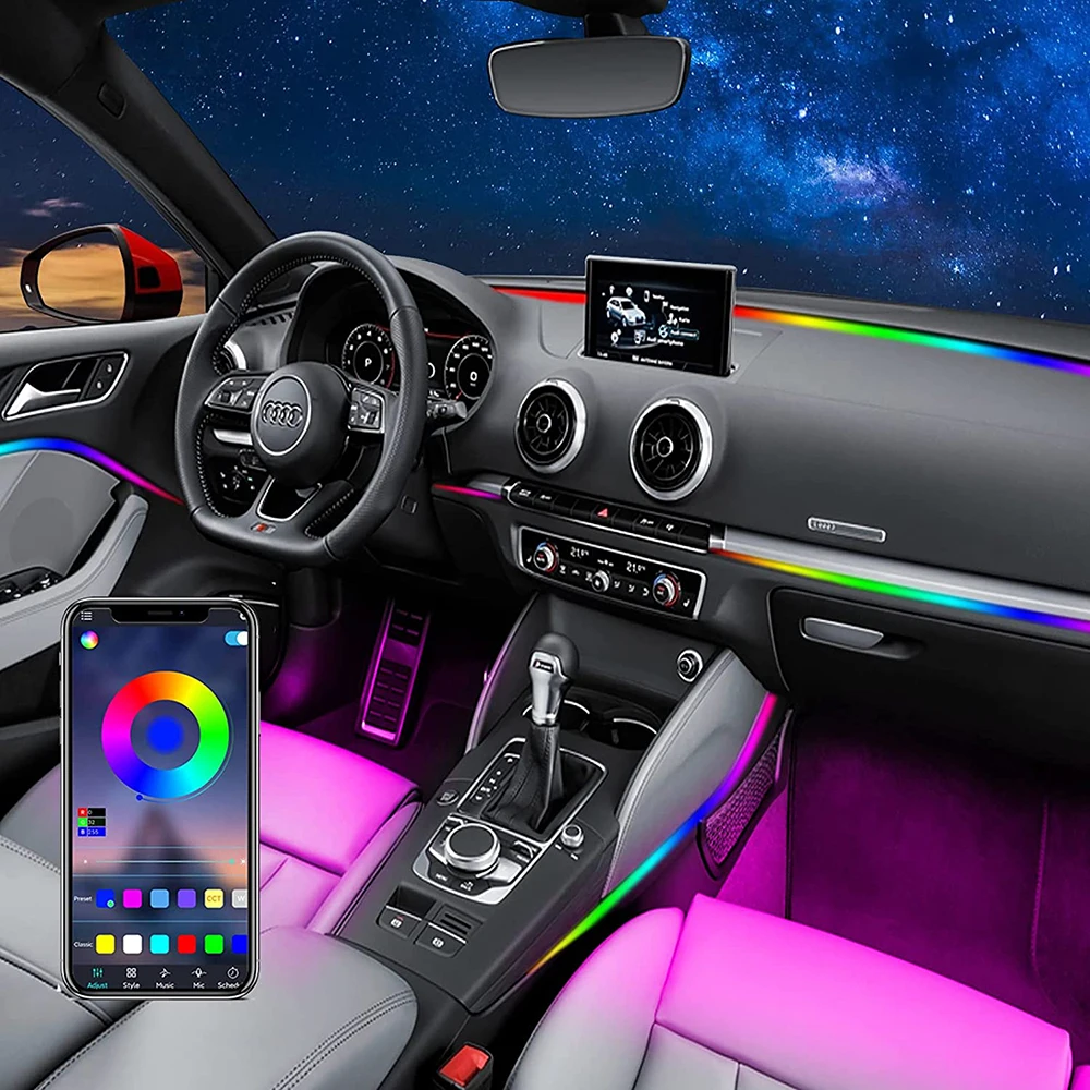 Neon Car Interior Ambient Backlight, Auto Atmosfera Decoração Lâmpada